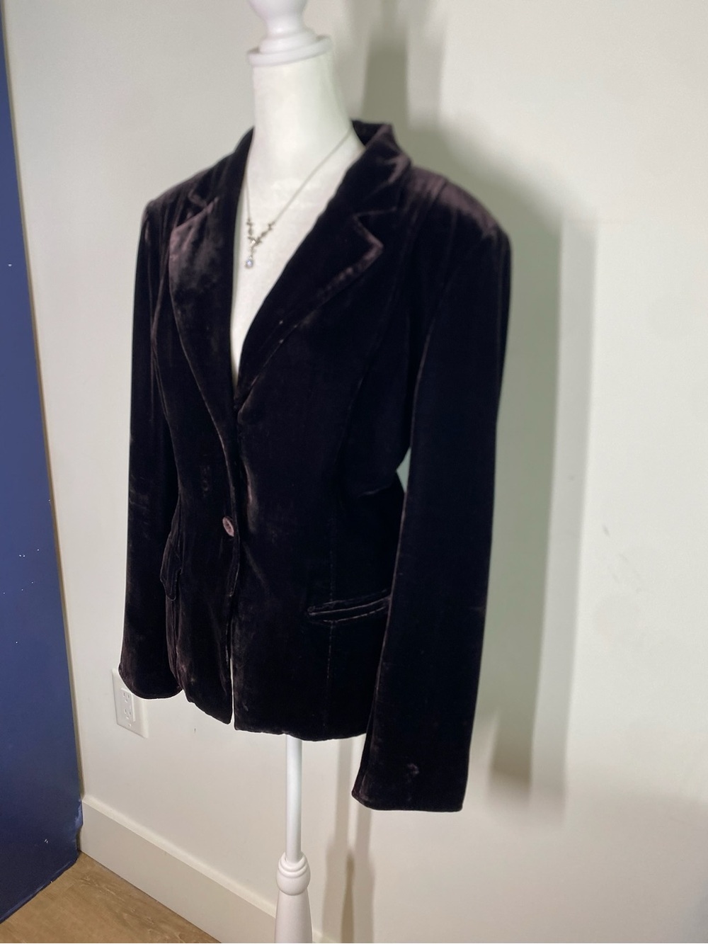 Jones New York Velvet Single-Button Blazer - Dark Plum CB279 - Picture 2 of 6